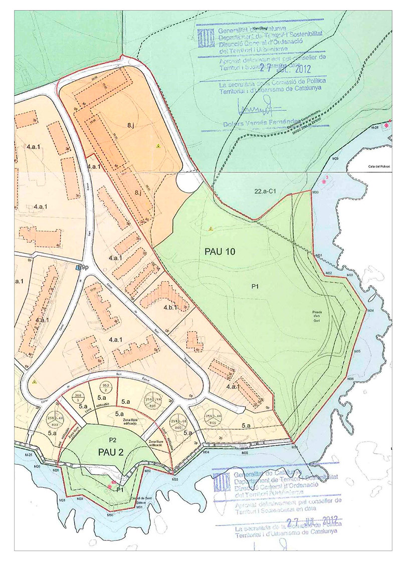 Plànol urbanístic del projecte d'actuació PAU 10 - Sector pineda d'en Gori.