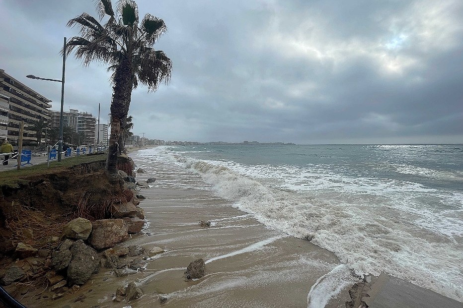 Imatge d'arxiu de la platja de Torre Valentina, afectada pel temporal Harry, el gener passat. (Foto: Ajuntament de Calonge i Sant Antoni).
