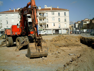 Obres de construcció de la biblioteca