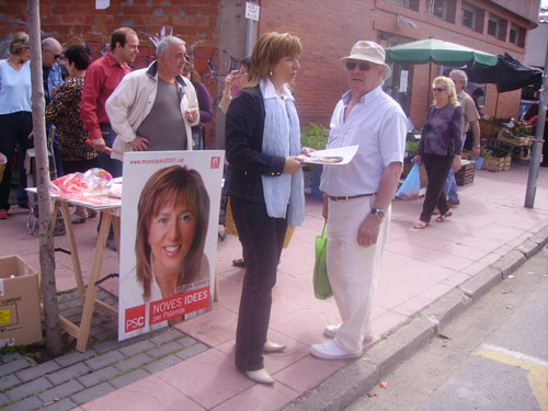 Teresa Ferrés, fent campanya ahir al mercat.