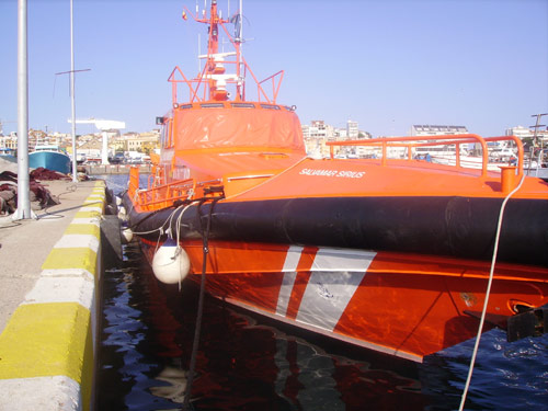 La Salvamar Sírius, aquesta tarda al port de Palamós.