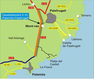 La Generalitat invertirà 43 milions a les obres del desdoblament de la C-31 entre Palamós i Palafrugell.