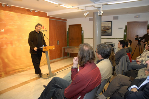 Ernest Benach en el míting d'ahir a Palamós. (Fotografia cedida per Josep Lois).