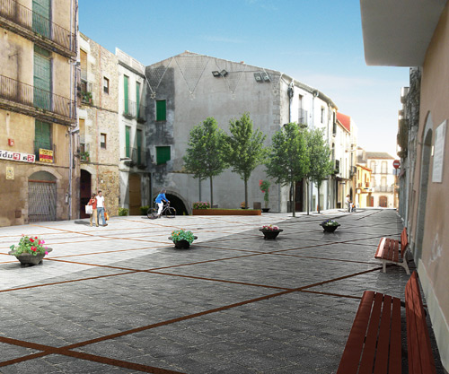 Imatge virtual de la futura remodelació del nucli antic de Calonge.