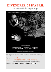 Cartell de la xerrada sobre Cervantes.