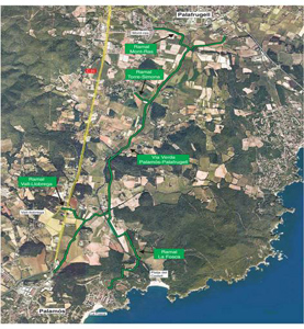 El traçat de la via verda Palamós-Palafrugell.