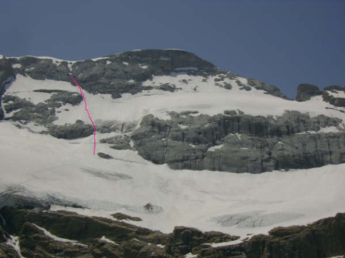 Trajectòria de la caiguda que van fer els alpinistes.