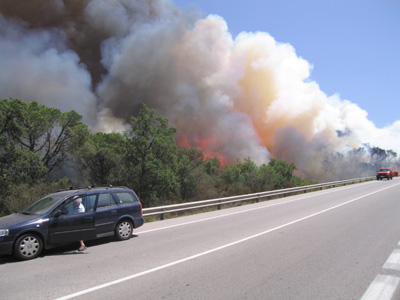 Imatge d'arxiu d'un incendi forestal a Calonge, l'any 2005.