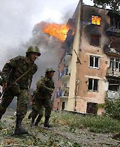 Destrucció a la ciutat de Gori.