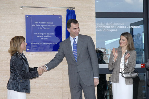 Els Prínceps d'Astúries durant la inauguració de l'estació marítima. (Fotografia   cedida per Josep Lois).