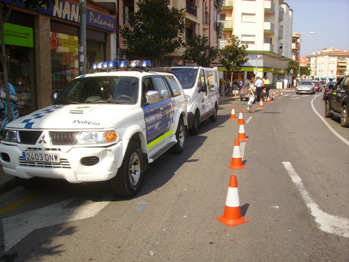 El control de fums a l'avinguda de Catalunya, aquest matí.