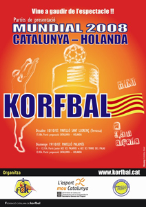 Cartell dels partits de korfbal, Catalunya-Holanda.