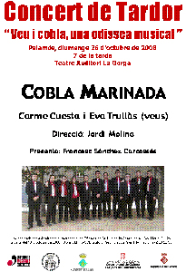 Cartell del concert de sardanes de diumenge.