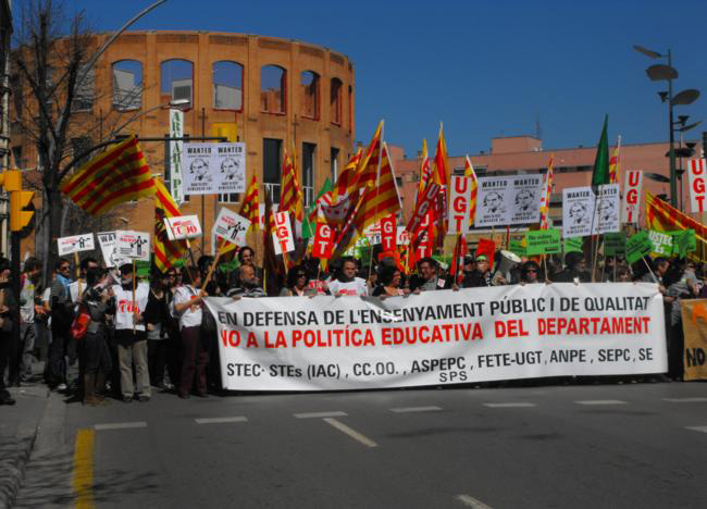 ManifestaciÃ³ d'ensenyants, avui a Girona.