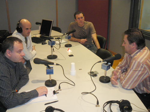 David Ferragut, a la dreta, a la tertúlia esportiva de Ràdio Palamós.