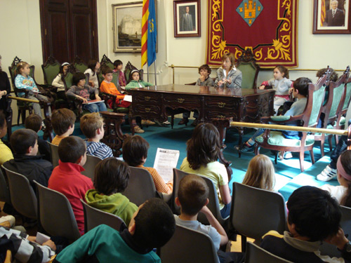 Un moment de la visita escolar.