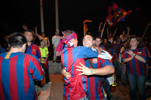 Imatge d'arxiu de les celebracions a Palamós per la victòria de 2006 a la final de París.