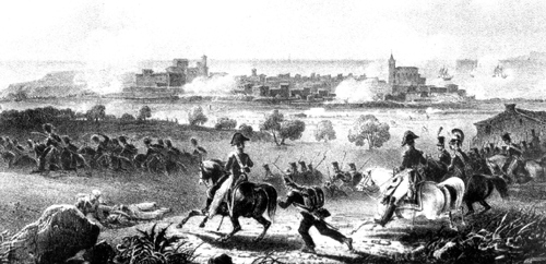 Gravat que reprodueix el setge francès de 1809 a Palamós.