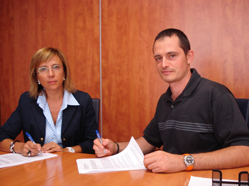 Ferrés i Arnall, avui durant la firma del conveni.