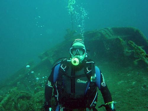 Un submarinista al vaixell 'Boreas'.