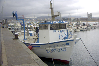 L'embarcació 'Estrella Polar', al moll vell del port de Palamós.