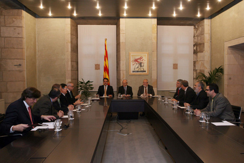 Imatge de la reunió de la Comissió Municipalista de Catalunya, avui.
