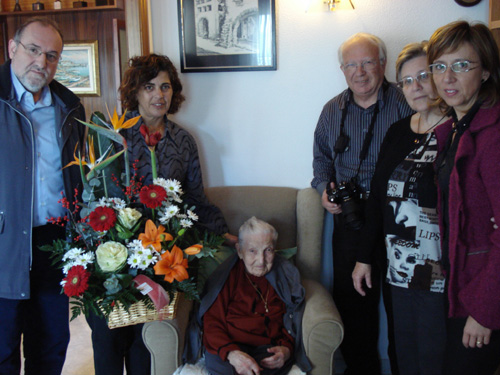 Josepa Sureda durant l'homenatge que li han fet avui.