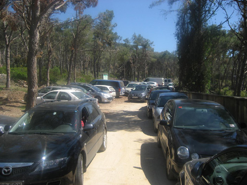 Vehicles al camí de cala Estreta, el passat cap de setmana.