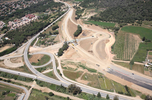 Vista aèria del que serà l'enllaç oest de la C-31 a Palamós.