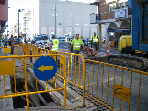 Obres de connexió al col·lector, aquest matí.