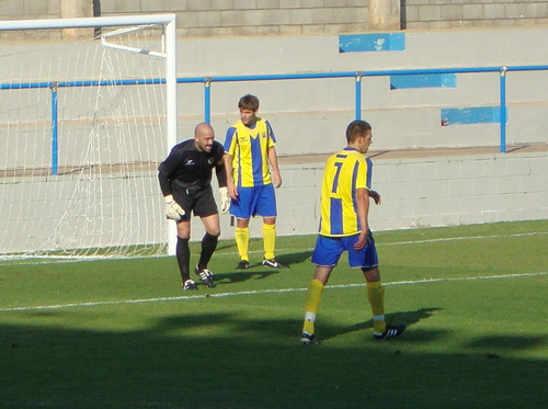 Un moment del partit jugat ahir al Nou Estadi.