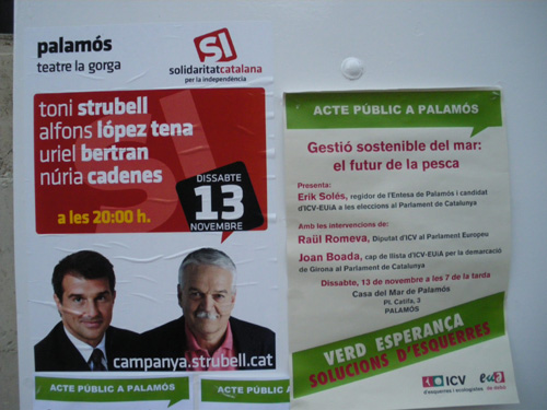 Propaganda electoral, aquesta tarda, a Palamós.