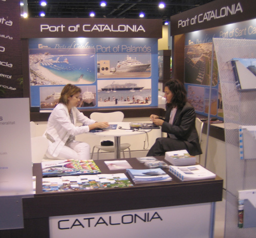 L'estand de Ports de la Generalitat, amb el port de Palamós, en la Seatrade de l'any passat.