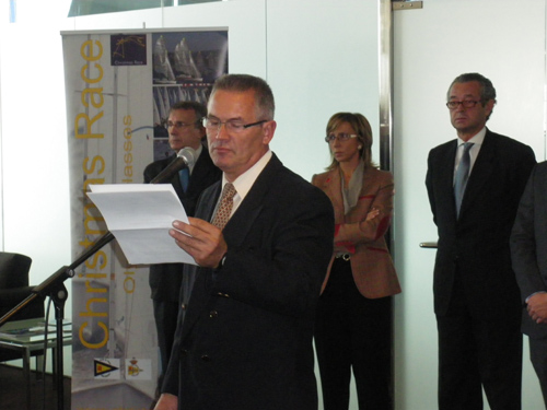 Miquel Aviñó, president del Club de Vela Palamós, durant la presentació de la Christmas. 