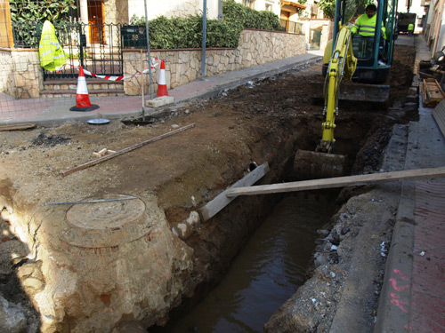 Obres al carrer de Pere Farreras, avui.