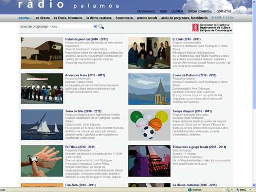 La plana de la Fonohistòria, al web radiopalamos.cat.