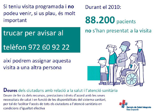El cartell informatiu sobre les visites fallides.