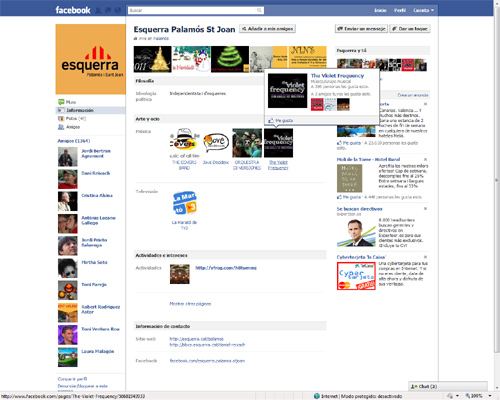 ERC de Palamós a la xarxa social Facebook.