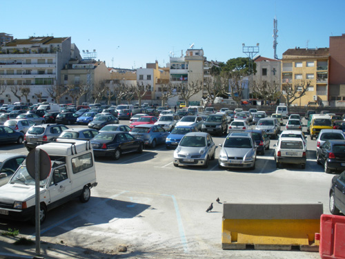 L'aparcament de l'Arbreda, avui, vist des del carrer de Balmes.