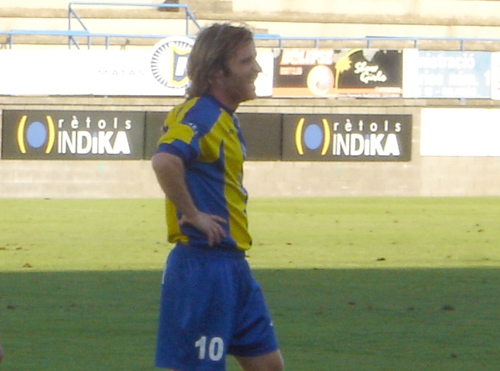 El jugador del Palamós CF, Vichu, en un partit d'aquesta temporada.