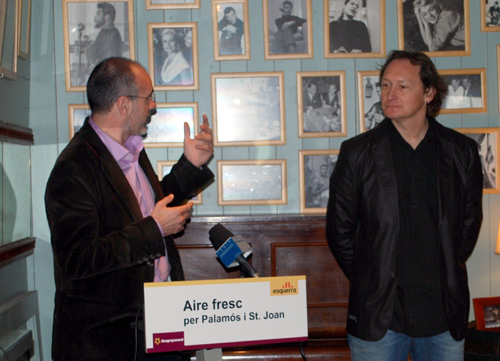 Joan Ridao i Dani Reixach, ahir durant la presentació de la candidatura d'ERC a Palamós.