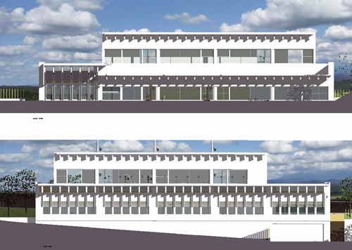 Perfil del futur edifici de la piscina mancomunada.