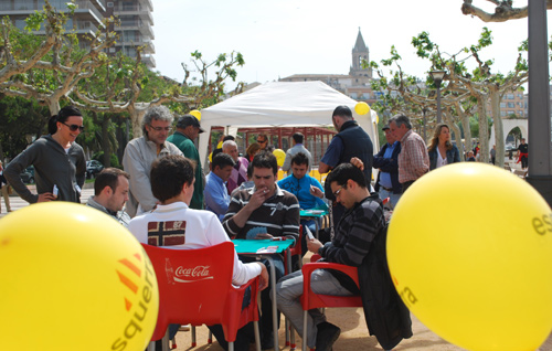 Un moment de l'acte que ERC va organitzar ahir al passeig del Mar.
