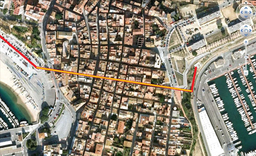 La línia marca el traçat que segueix la nova canonada.