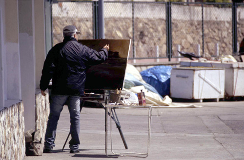 Un participant del Concurs de Pintura Ràpida, en una imatge d'arxiu.