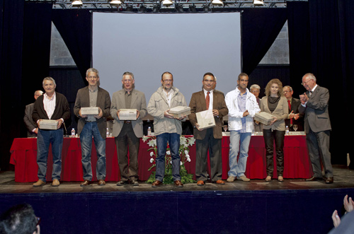 Els premiats per la Germandat de Donants de Sang, ahir.