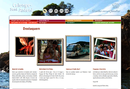 Pàgina principal del nou web turístic de Calonge i Sant Antoni.