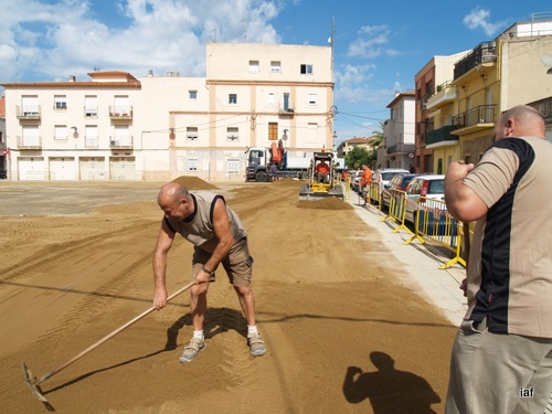 Obres a l'aparcament del carrer de Santa Marta, aquest matí.