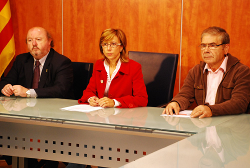Els alcaldes i alcaldessa dels tres municipis mancomunats.