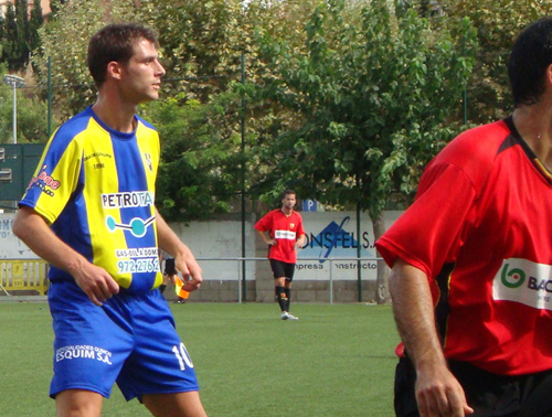 Jaume Duran va marcar el gol del Palamós CF a Ripollet. (Foto: Sergi Cortés).